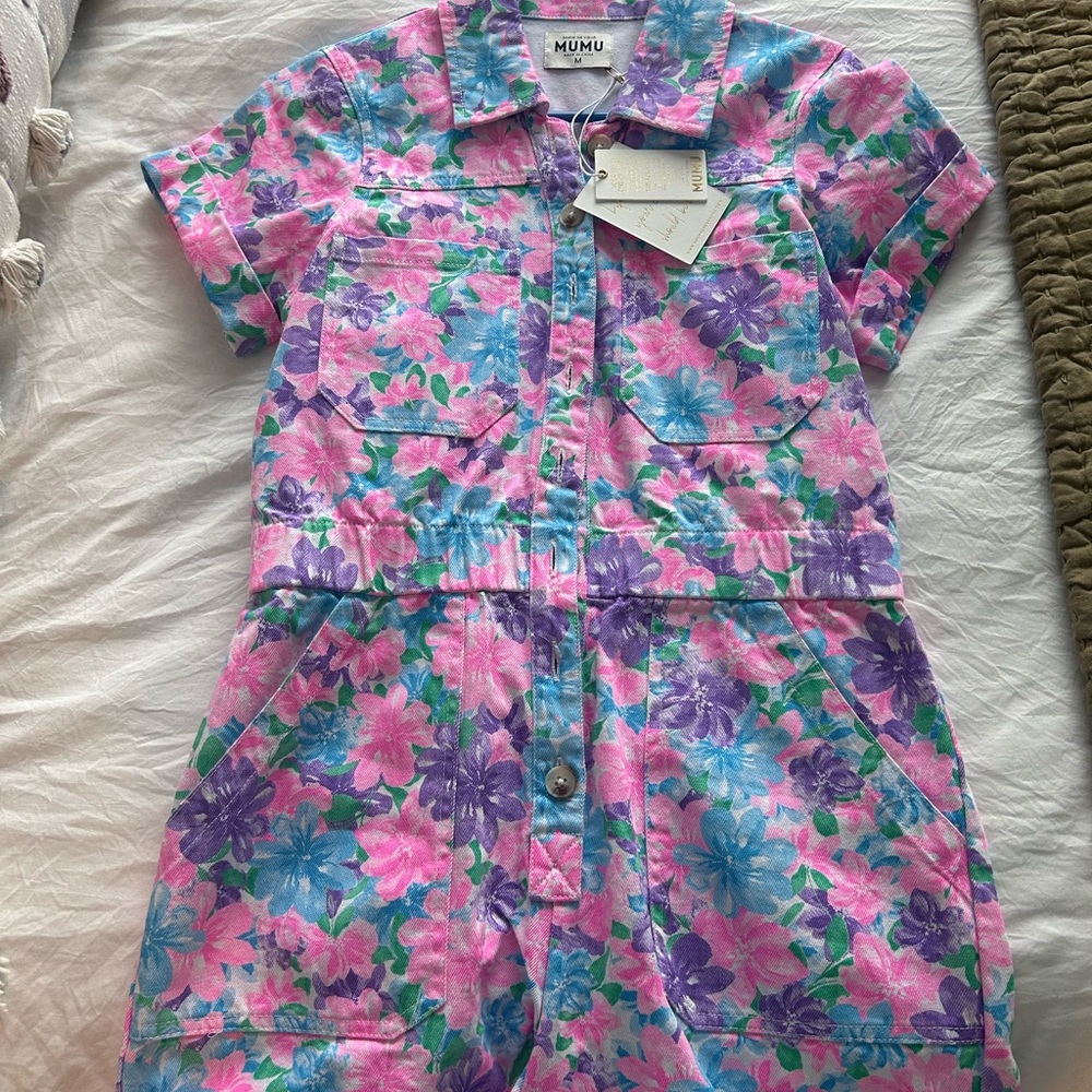 Show Me Your MuMu Pink Lavender Floral Short Romper - Picture 3 of 3